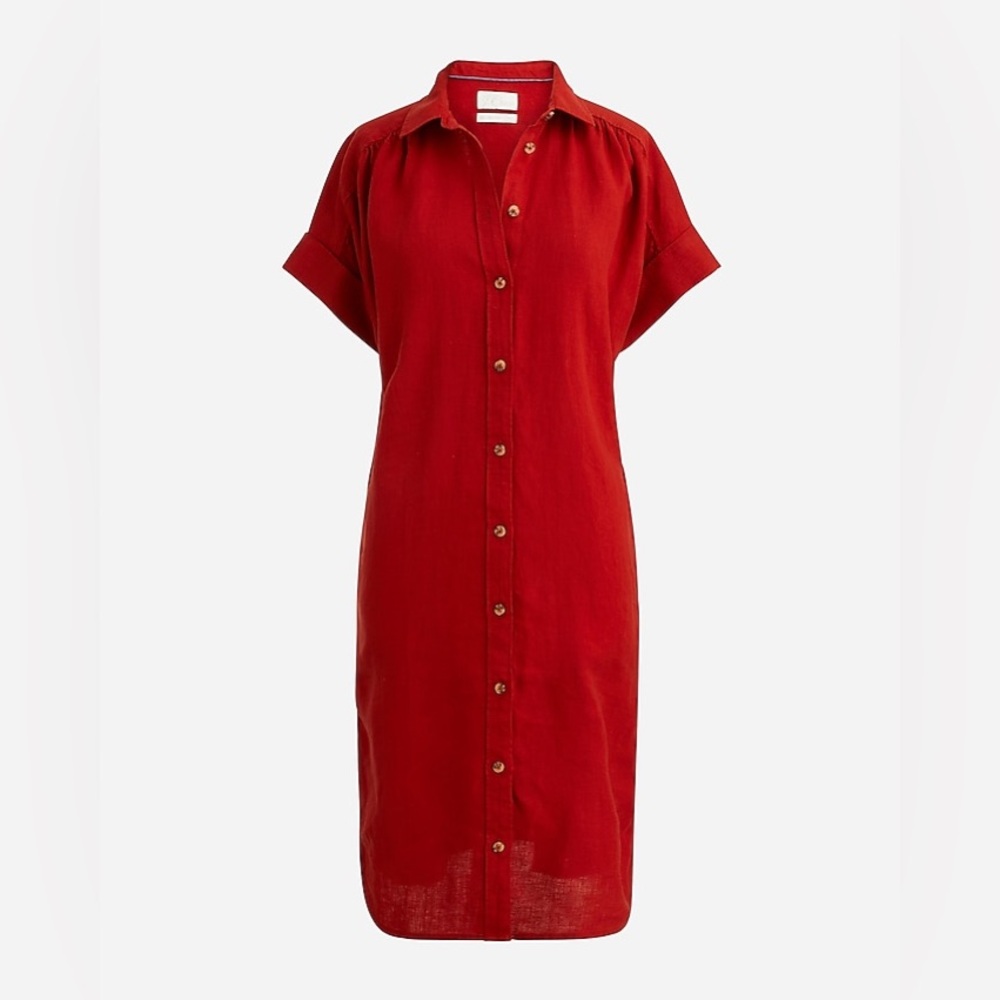 J. Crew Red Button-Down Dress